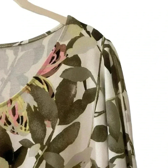 J. Jill White Green Pink Floral Dress Medium Petite Wearever Collection Stretch - Picture 6 of 10